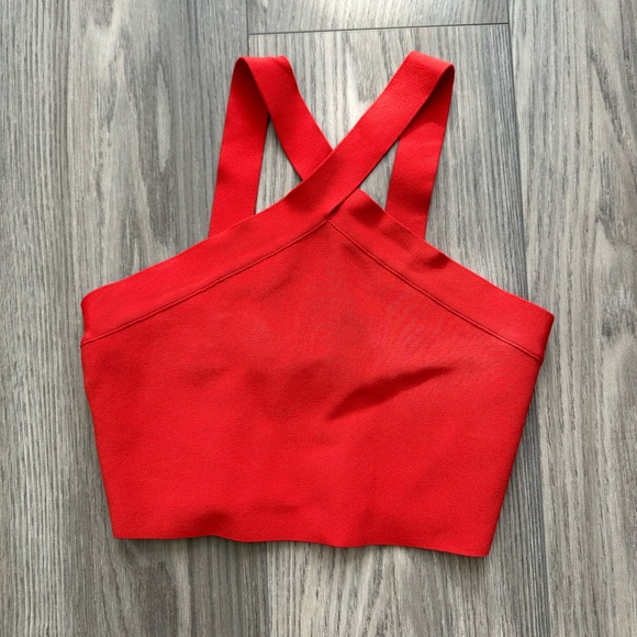 BCBG MAXAZRIA XS Halter “Jayla” Poppy Color- Crop Top - Picture 2 of 4